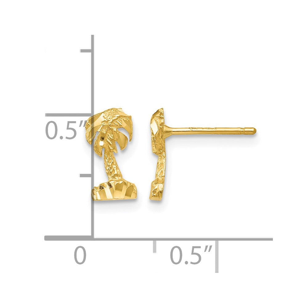 14K Diamond-cut Palm Tree Post Earrings
