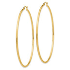 14k 2x70mm Polished Round Tube Hoop Earrings