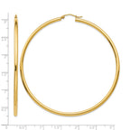 14k 2.25x70mm Polished Round Tube Hoop Earrings