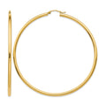14k 2.25x70mm Polished Round Tube Hoop Earrings