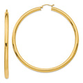 14k 4x70mm Polished Round Tube Hoop Earrings