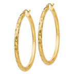 14k 3x45mm Diamond-cut Tube Hoop Earrings