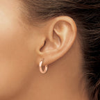 14k Rose Gold 2.75x15mm Polished Tube Hoop Earrings