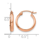 14k Rose Gold 2.75x15mm Polished Tube Hoop Earrings