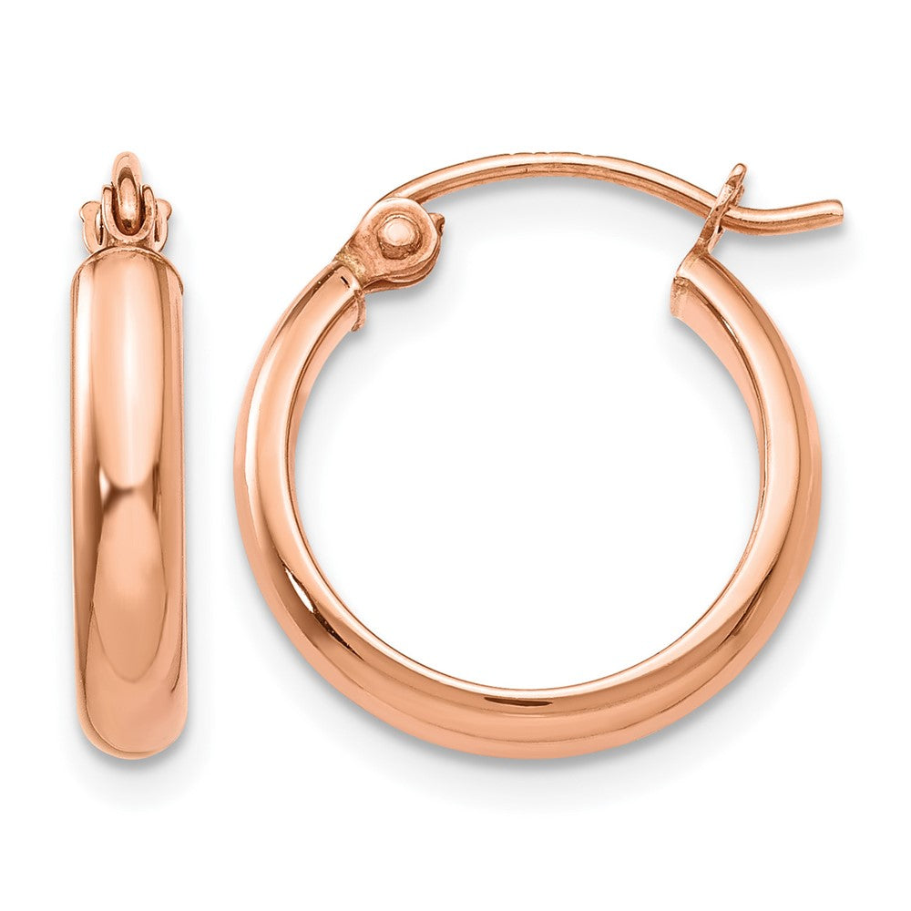 14k Rose Gold 2.75x15mm Polished Tube Hoop Earrings