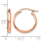 14k Rose Gold 2.75x18mm Polished Tube Hoop Earrings