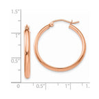 14k Rose Gold 2.75x25mm Polished Tube Hoop Earrings