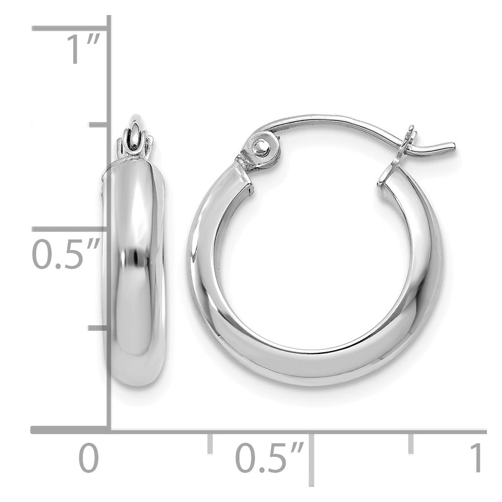 14k White Gold 3.75x17mm Round Tube Hoop Earrings