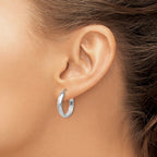 14k White Gold 3.75x20mm Round Tube Hoop Earrings