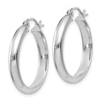 14k White Gold 3.75x21mm Round Tube Hoop Earrings
