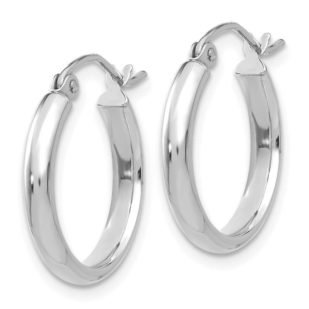 14k White Gold 2.75x17mm Round Tube Hoop Earrings