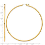 14k 2x75mm Polished Lightweight Round Tube Hoop Earrings