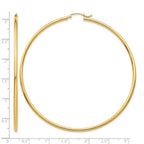 14k 2x70mm Polished Lightweight Round Tube Hoop Earrings