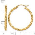 14k Polished & Satin Twisted Hoop Earrings