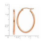 14k Rose Gold 2x30mm Polished Oval Tube Hoop Earrings