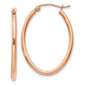 14k Rose Gold 2x30mm Polished Oval Tube Hoop Earrings