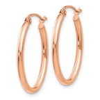 14k Rose Gold 2x24mm Polished Oval Tube Hoop Earrings