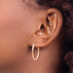 14k Rose Gold 2x24mm Polished Oval Tube Hoop Earrings