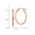 14k Rose Gold 2x24mm Polished Oval Tube Hoop Earrings