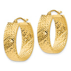 14k Diamond Cut Oval Hoop Earrings