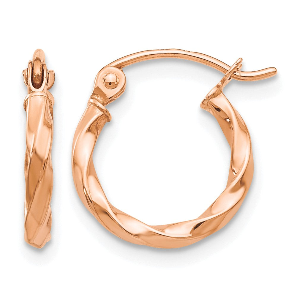 14k Rose Gold Twisted Hoop Earrings