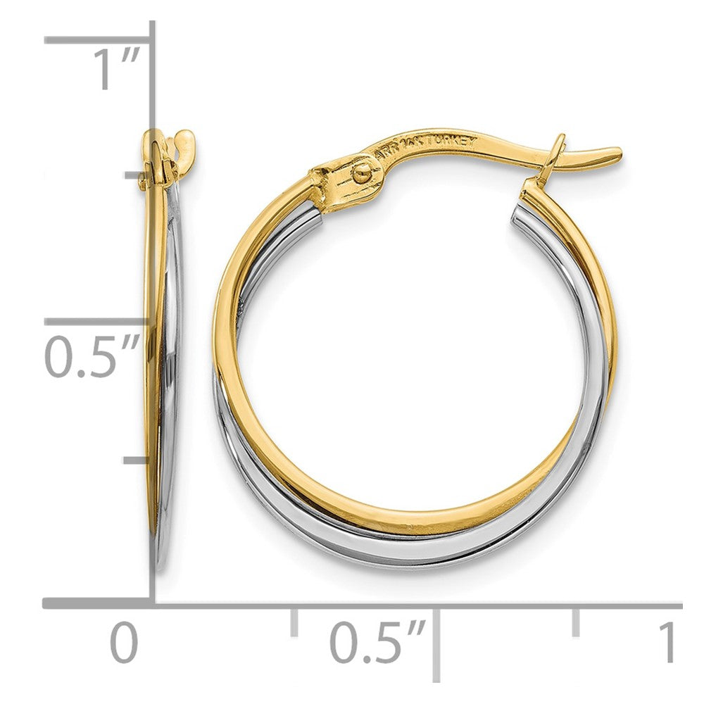 14K Two-Tone Polished Hoop Earrings