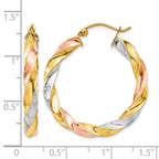 14k Tri-color Light Twisted Hoop Earrings
