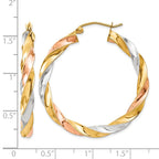 14k Tri-color Light Twisted Hoop Earrings