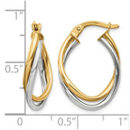 14K Two-Tone Polished Oval Hoop Earrings