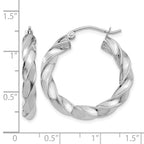 14k White Gold Light Twisted Hoop Earrings