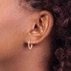 14k Rose Gold 2x15mm Lightweight Diamond-cut Tube Hoop Earrings