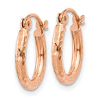 14k Rose Gold 2x13mm Lightweight Diamond-cut Tube Hoop Earrings