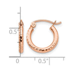 14k Rose Gold 2x13mm Lightweight Diamond-cut Tube Hoop Earrings