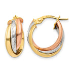 14K Tri-color Polished Hoop Earring