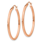 14k Rose Gold 2x35mm Polished Lightweight Square-Tube Hoop Earrings