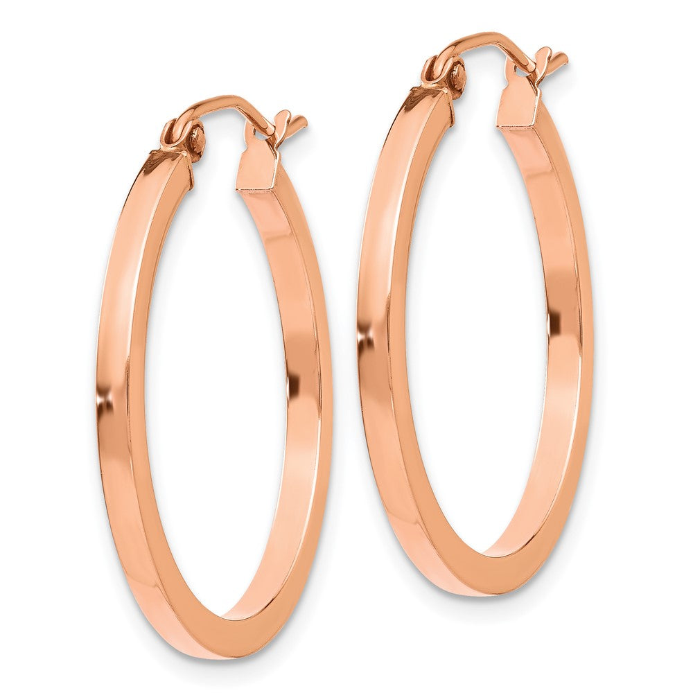 14k Rose Gold 2x25mm Polished Lightweight Square-Tube Hoop Earrings