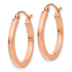 14k Rose Gold 2x20mm Polished Lightweight Square-Tube Hoop Earrings