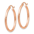 14k Rose Gold 2x25mm Lightweight Satin Diamond-cut Tube Hoop Earrings