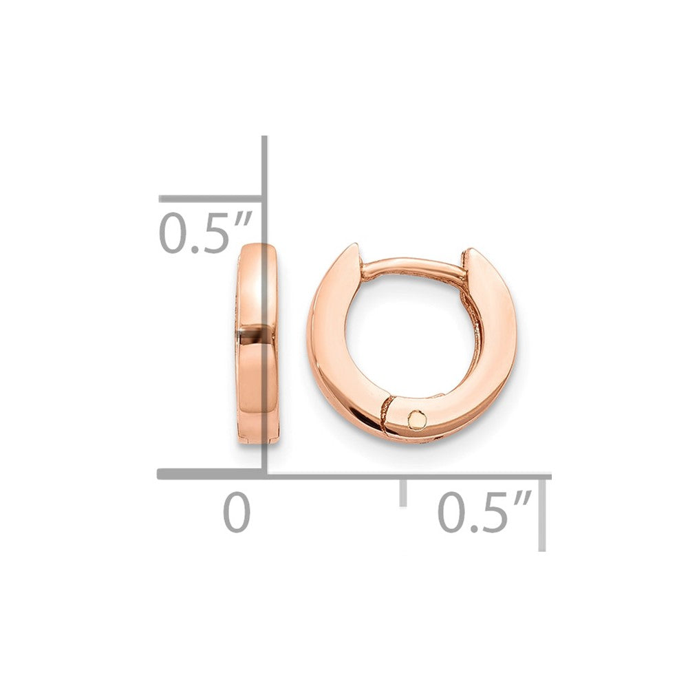 14k Rose Gold Round Hinged Hoop Earrings
