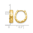 14K Diamond Cut 4mm Patterned Hinged Hoop Earrings