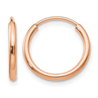 14k Rose Gold 1.5x15mm Polished Endless Tube Hoop Earrings