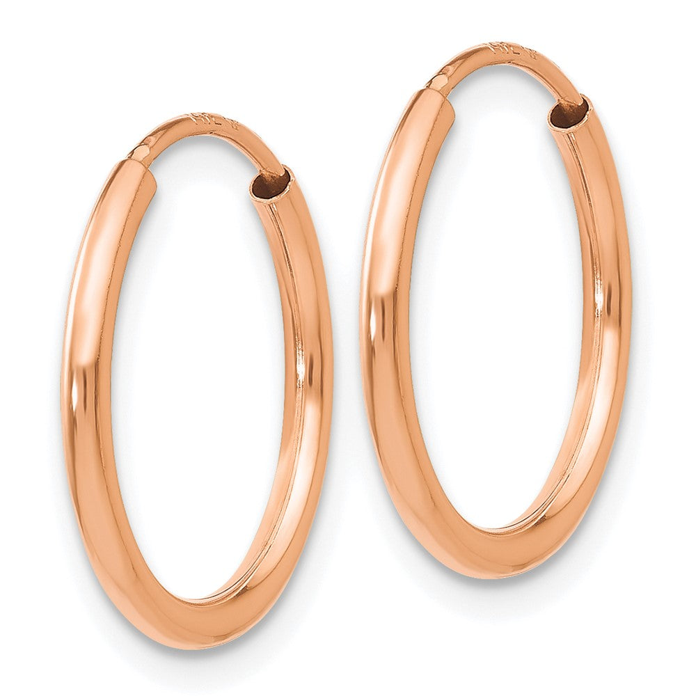 14k Rose Gold 1.5x16mm Polished Endless Tube Hoop Earrings