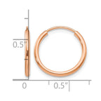 14k Rose Gold 1.5x16mm Polished Endless Tube Hoop Earrings
