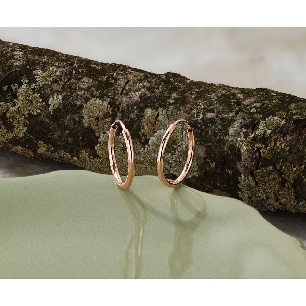 14k Rose Gold 1.5x16mm Polished Endless Tube Hoop Earrings