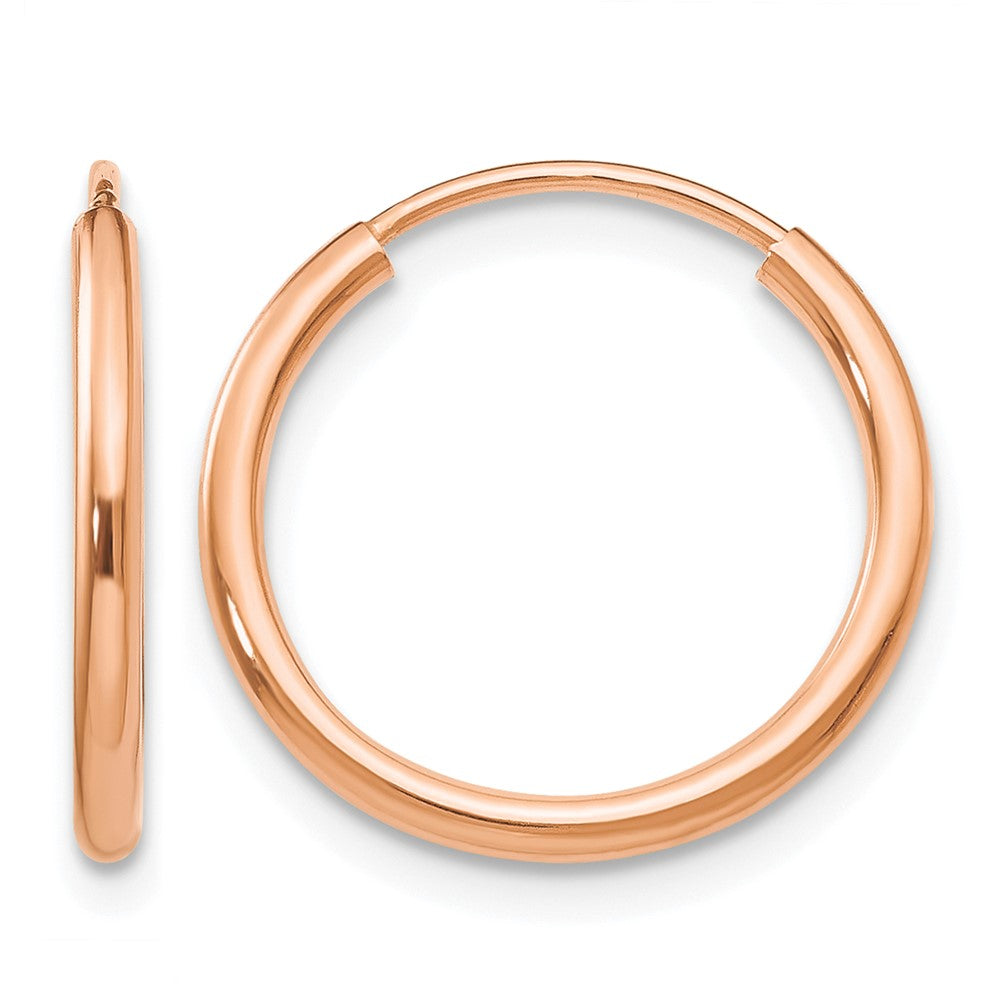 14k Rose Gold 1.5x16mm Polished Endless Tube Hoop Earrings