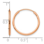 14k Rose Gold 1.5x17mm Polished Endless Tube Hoop Earrings