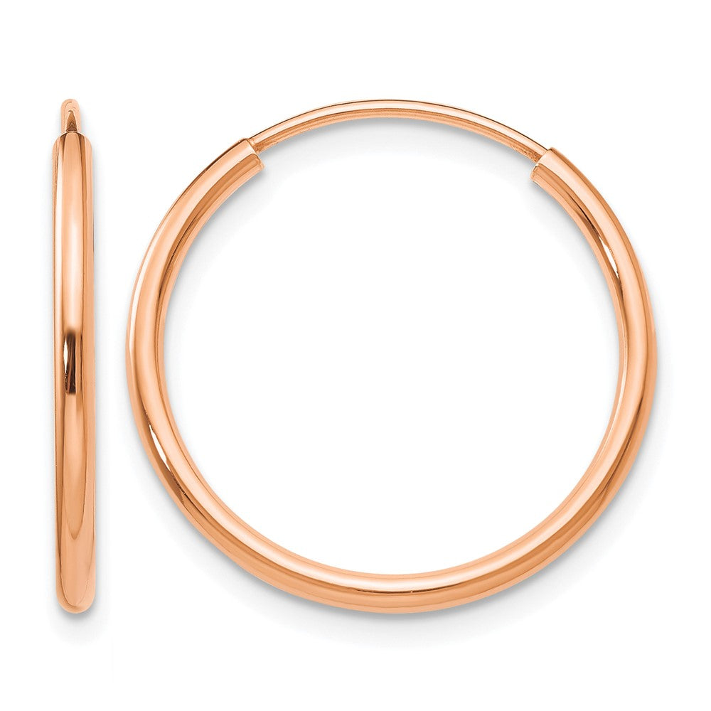 14k Rose Gold 1.5x17mm Polished Endless Tube Hoop Earrings