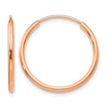 14k Rose Gold 1.5x17mm Polished Endless Tube Hoop Earrings