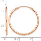 14k Rose Gold 1.5x26mm Polished Endless Tube Hoop Earrings