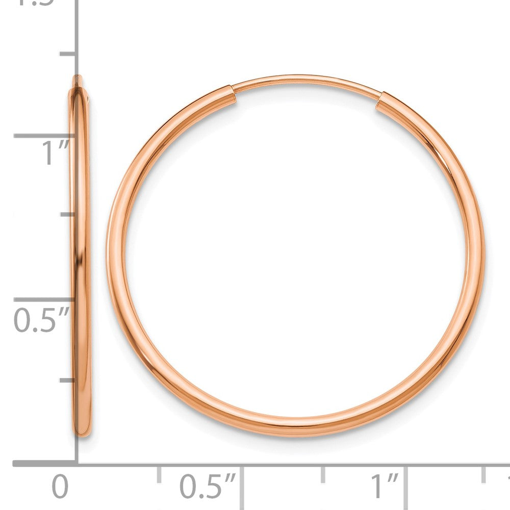 14k Rose Gold 1.5x26mm Polished Endless Tube Hoop Earrings